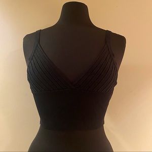 ZARA Black V-Neck Crop Top | SIZE M